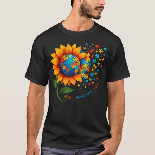 Autism Awareness Sunflower Autism Tシャツ (正面)