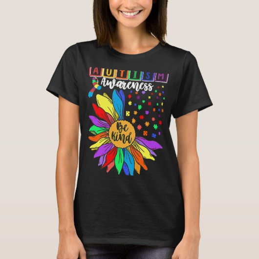 Autism Awareness Sunflower Choose Kindness Autism Tシャツ (正面)