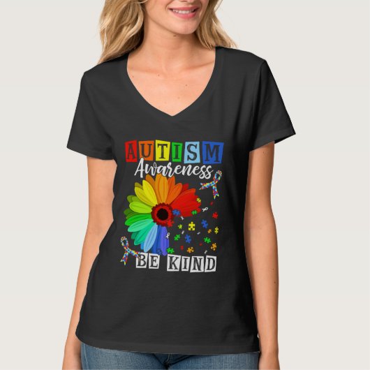 Autism Awareness Sunflower Choose Kindness Mom Kid Tシャツ (正面)