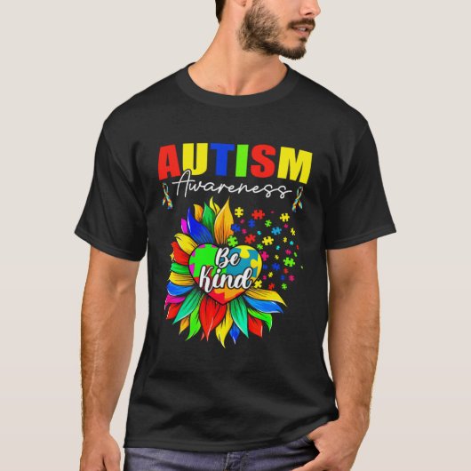 Autism Awareness Sunflower Choose Kindness Mom Kid Tシャツ (正面)