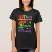 Autism Awareness Support Care Acceptance Ally Groo Tシャツ (正面)