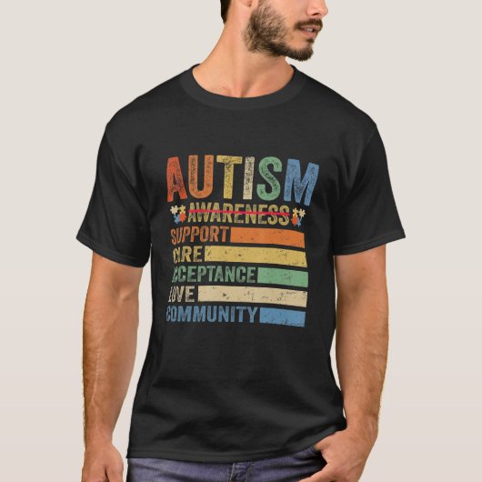 Autism Awareness Support Care Acceptance for women Tシャツ (正面)