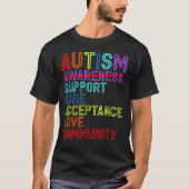 Autism Awareness Support Care Acceptance Love Comm Tシャツ (正面)