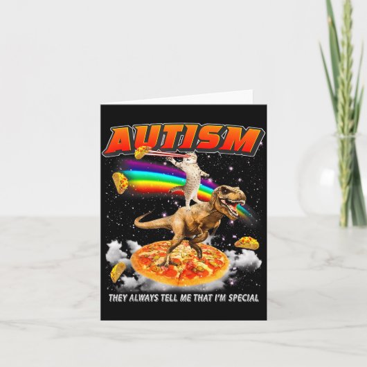 Autism Awareness T-rex Cat Meme Neurodiversity Pri カード (正面)