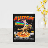 Autism Awareness T-rex Cat Meme Neurodiversity Pri カード (黄色い花)
