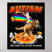 Autism Awareness T-rex Cat Meme Neurodiversity Pri ポスター (正面)