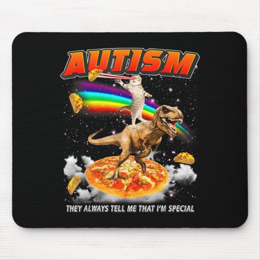 Autism Awareness T-rex Cat Meme Neurodiversity Pri マウスパッド (正面)
