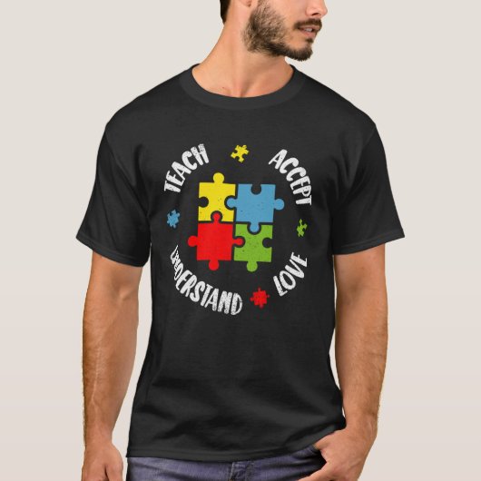 Autism Awareness Teacher Teach Accept Understand L Tシャツ (正面)
