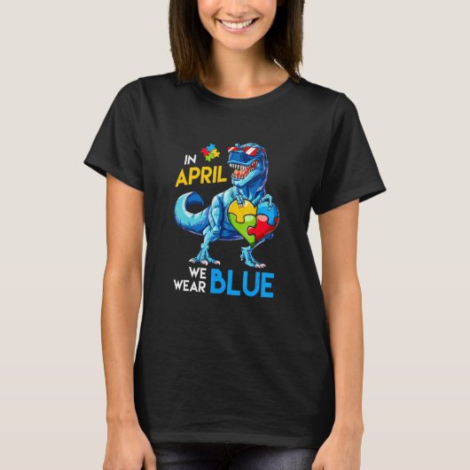 Autism Awareness Trex Dino Dinosaur Dinosaurus Wea Tシャツ (正面)