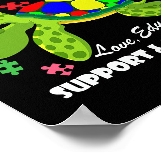 Autism Awareness Turtles Puzzle Mom Support ポスター (角)