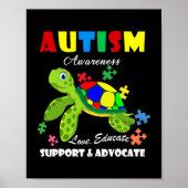 Autism Awareness Turtles Puzzle Mom Support ポスター (正面)