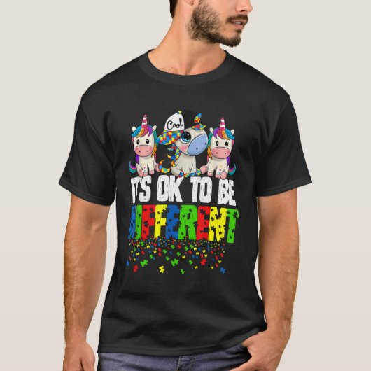 Autism Awareness Unicorn Girls Kids It s Ok To Be  Tシャツ (正面)