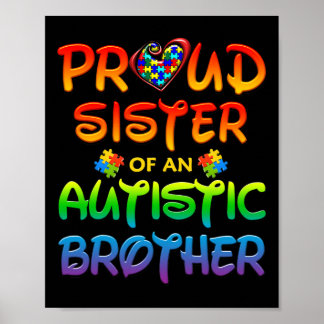 Autism Awareness Wear Proud Sister Of Brother Men  ポスター