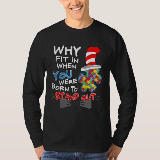 Autism Awareness Why Fit In Doctor Teacher Cat In  Tシャツ (正面)