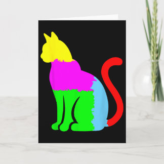 Autism Awareness With Artistic Cat Silhouette Or C カード