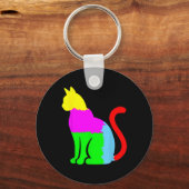 Autism Awareness With Artistic Cat Silhouette Or C キーホルダー (正面)