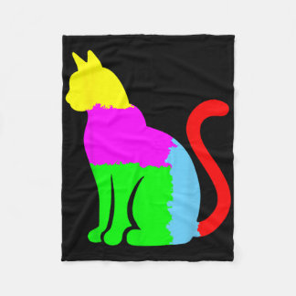 Autism Awareness With Artistic Cat Silhouette Or C フリースブランケット