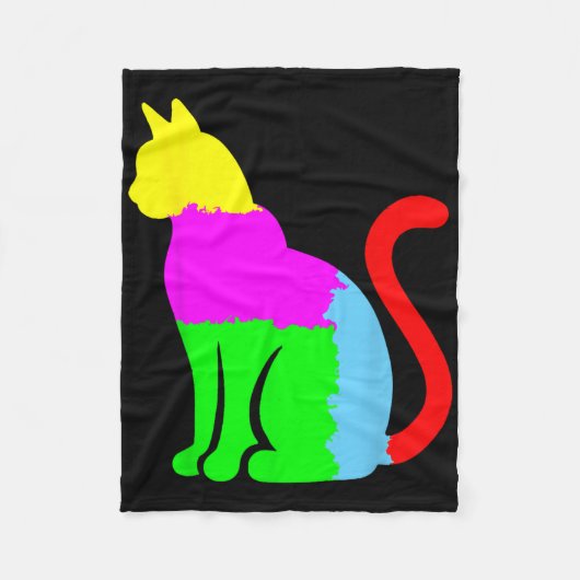 Autism Awareness With Artistic Cat Silhouette Or C フリースブランケット (正面)