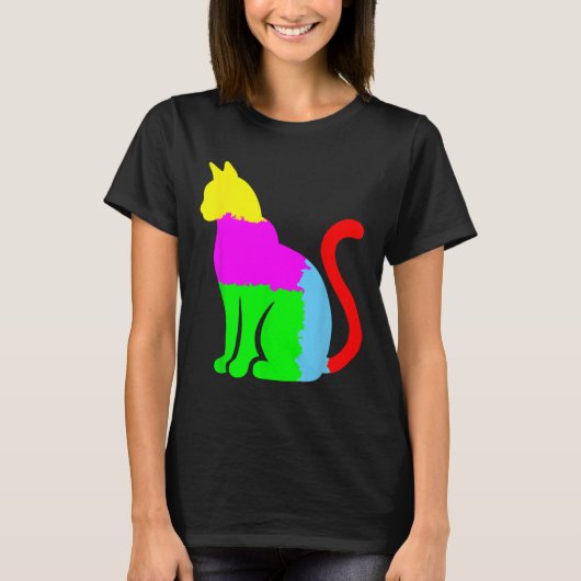 Autism Awareness With Artistic Cat Silhouette Or C Tシャツ (正面)