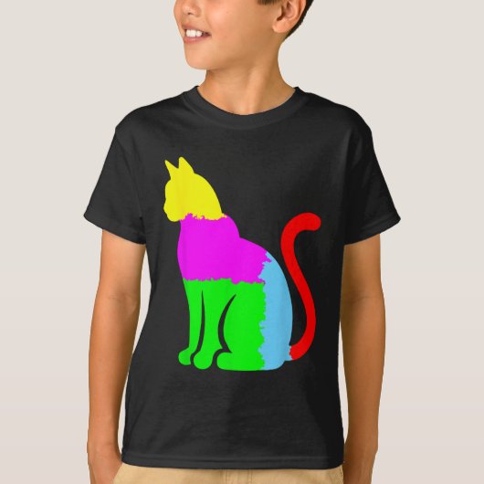 Autism Awareness With Artistic Cat Silhouette Or C Tシャツ (正面)