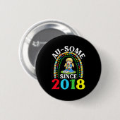 Autism Awesome Ausome Since 2018 Awareness 8th Bir 缶バッジ (正面&裏面)