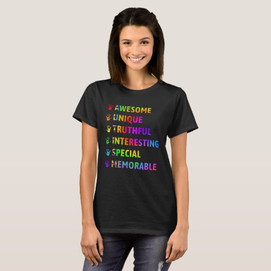 Autism Awesome Unique Special Autism Awareness Mon Tシャツ (正面フル)