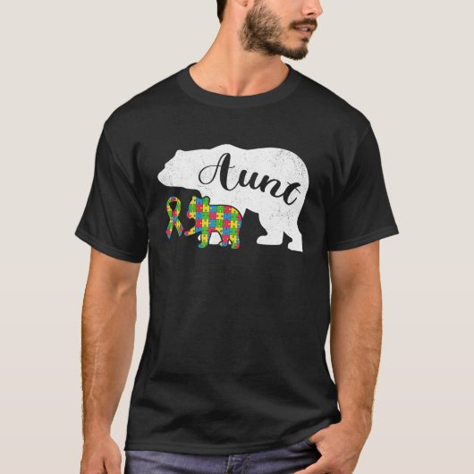 Autism Bear Aunt  Women's Autism Awareness Aunties Tシャツ (正面)