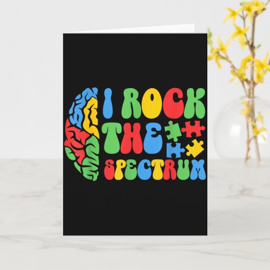 Autism Brain I Rock The Spectrum Awareness Boys Gi カード (黄色い花)