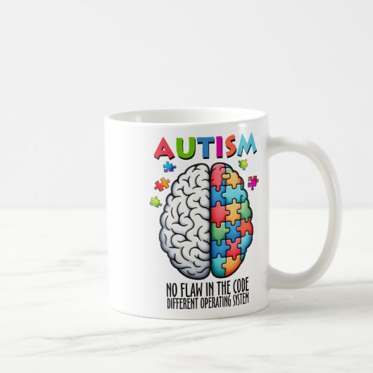 Autism Brain Puzzle No Flaw In The Code  コーヒーマグカップ (右)