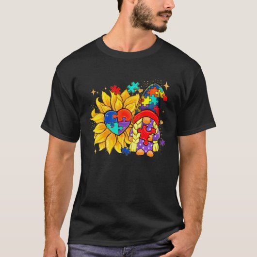 Autism Child Sunflower Gnome Awareness Choose Kind Tシャツ (正面)
