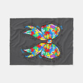 Autism Coquette Bow Puzzle Autism Awareness Proud  フリースブランケット (正面(横))