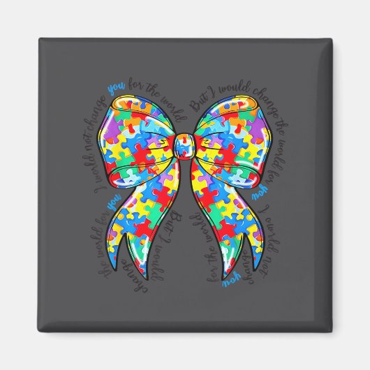 Autism Coquette Bow Puzzle Autism Awareness Proud  マグネット (正面)
