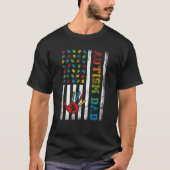 Autism Dad American Flag Autism Awareness Tシャツ (正面)