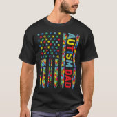Autism Dad Puzzle US Flag Child Awareness Choose K Tシャツ (正面)