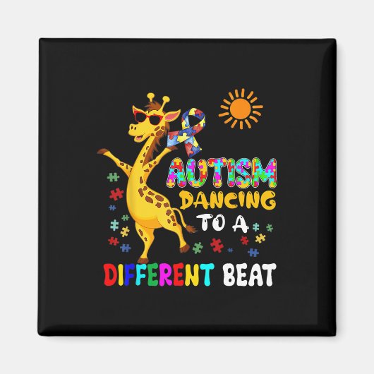 Autism Dancing Fun Different Beat Autism Awareness マグネット (正面)