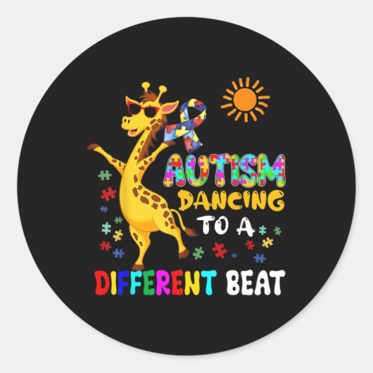 Autism Dancing Fun Different Beat Autism Awareness ラウンドシール (正面)