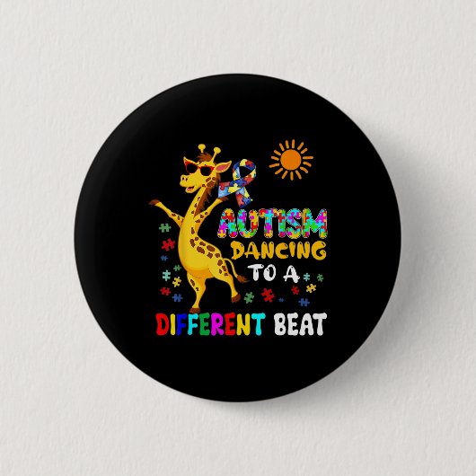 Autism Dancing Fun Different Beat Autism Awareness 缶バッジ (正面)