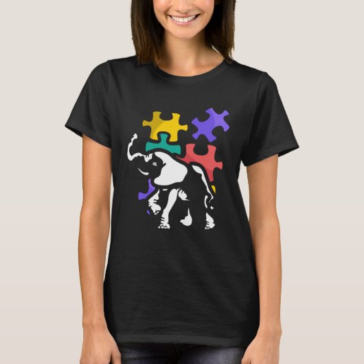Autism elephant autiste support ASD Tシャツ (正面)