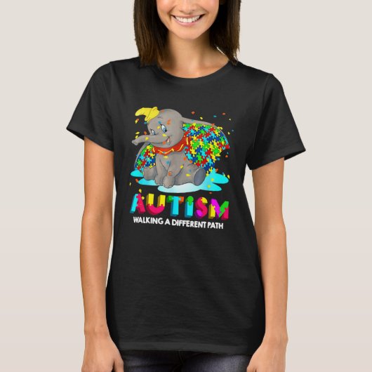 Autism Elephant Dumbo Walking A Different Path Aut Tシャツ (正面)
