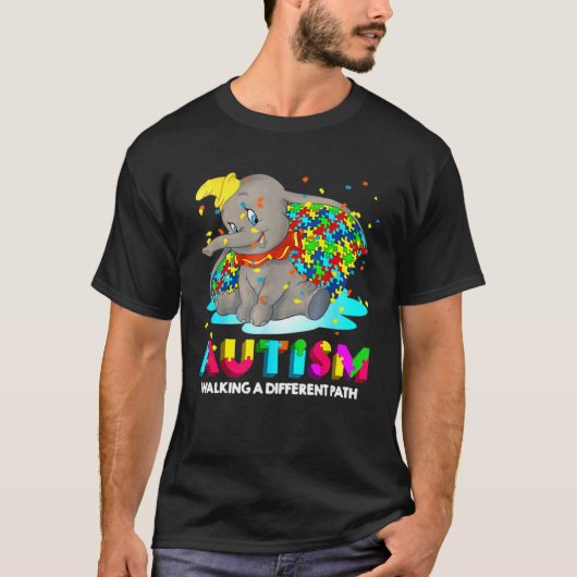 Autism Elephant Dumbo Walking A Different Path Aut Tシャツ (正面)