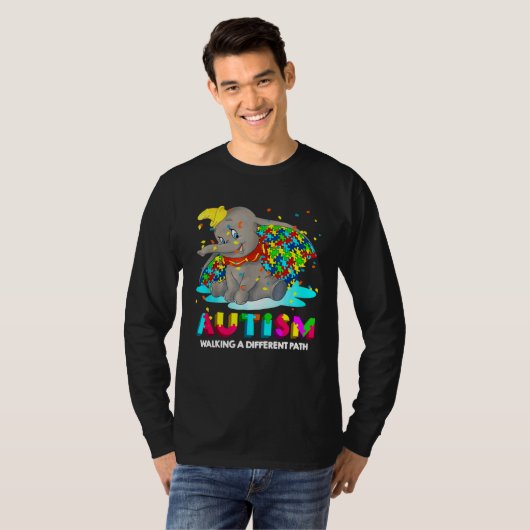 Autism Elephant Dumbo Walking A Different Path Aut Tシャツ (正面フル)