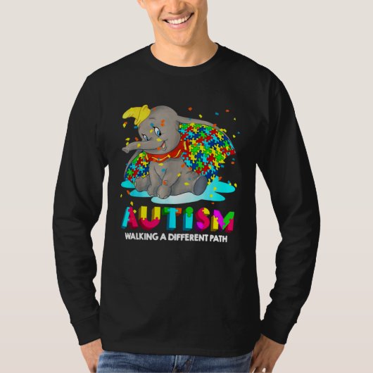 Autism Elephant Dumbo Walking A Different Path Aut Tシャツ (正面)