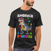 Autism Embrace Differences Dinosaur Rex Kids Cute Tシャツ (正面)