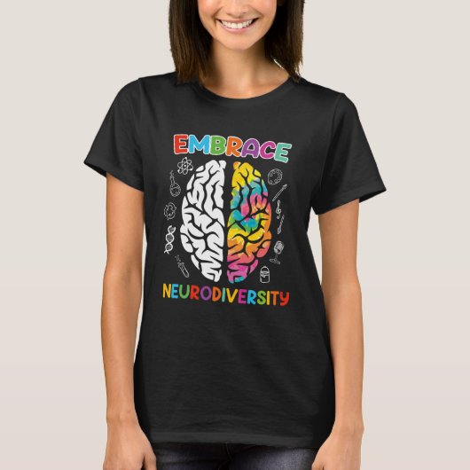 Autism Embrace Neurodiversity Autistics Awareness Tシャツ (正面)