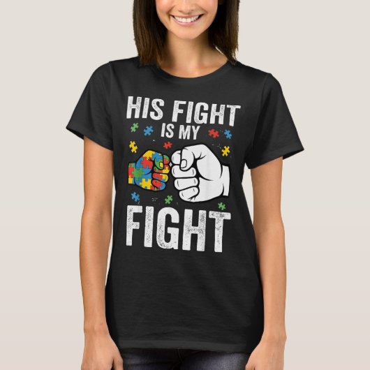 Autism Fight is Fight ASD Awareness Dad Mom Men Tシャツ (正面)