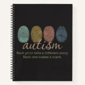 Autism Fingerprint/Quote Spiral Notebook ノートブック (正面)