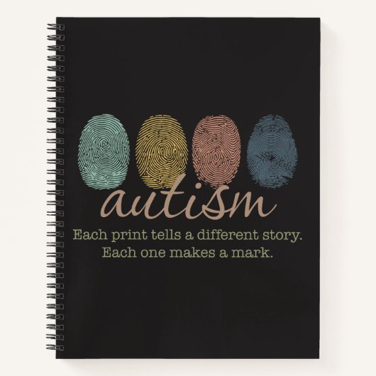 Autism Fingerprint/Quote Spiral Notebook ノートブック (正面)