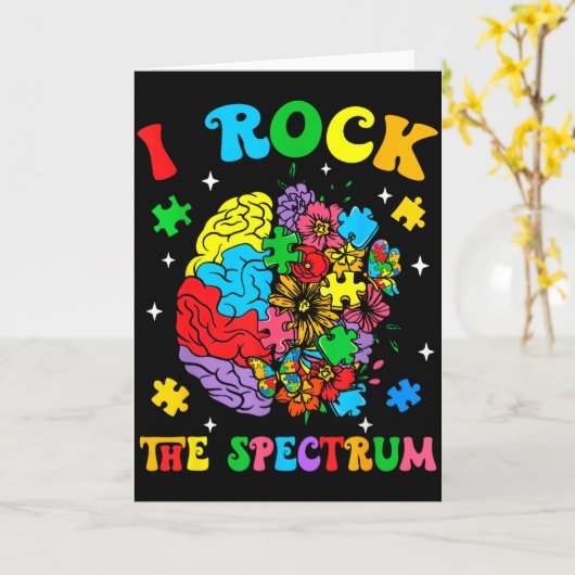 Autism Floral Brain I Rock The Spectrum Awareness  カード (黄色い花)