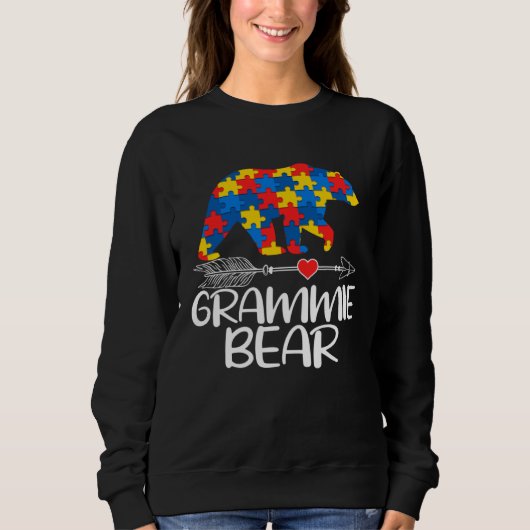 Autism Grammie Bear Autistic Support Autism Awaren スウェットシャツ (正面)
