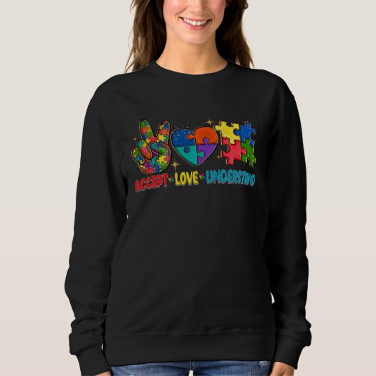 Autism Heart Accept Love Understand Autism Awarene スウェットシャツ (正面)